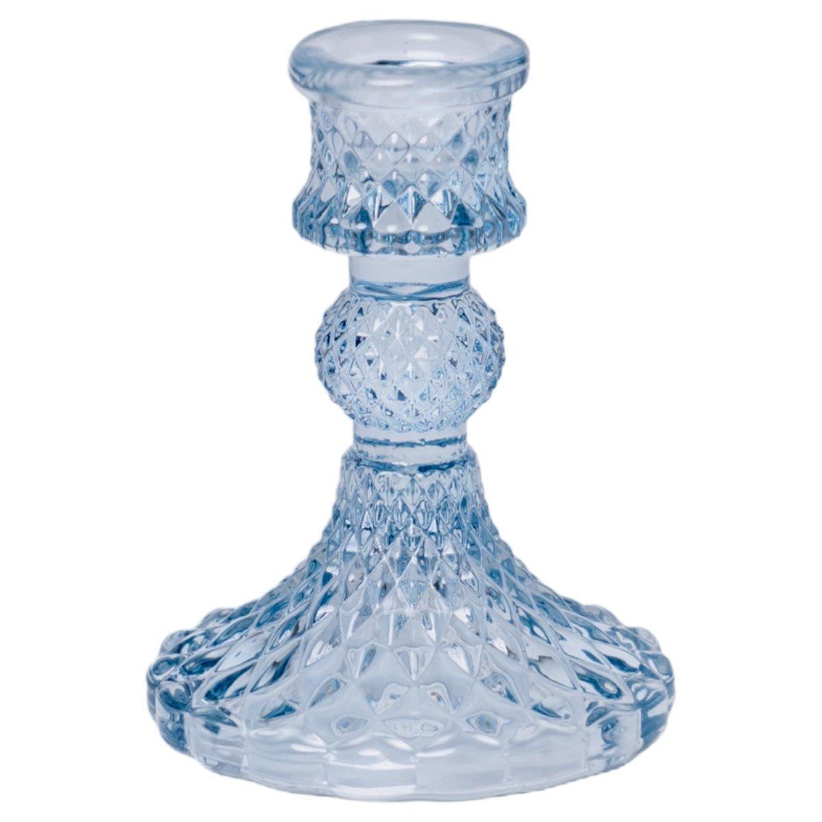 Portacandela 1 Posto Vetro Kristal Azzurro cm.Ã˜8x10 |Silani