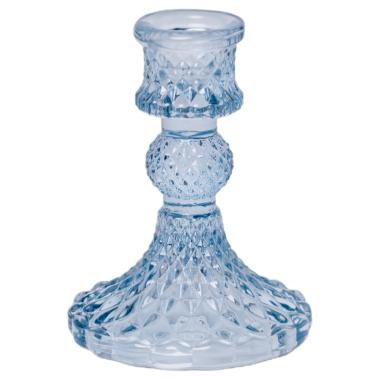 Portacandela 1 Posto Vetro Kristal Azzurro cm.Ã˜8x10 |Silani