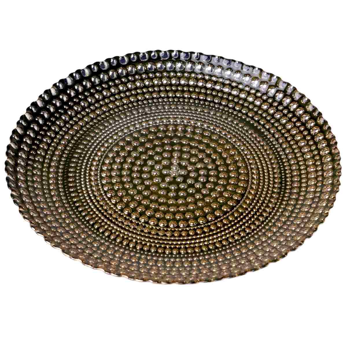 Piatto Tavola Vetro Mille Bolle Verde Oro cm.Ã˜32 |Silani