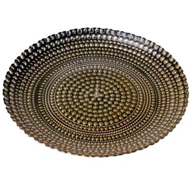 Piatto Tavola Vetro Mille Bolle Verde Oro cm.Ã˜32 |Silani