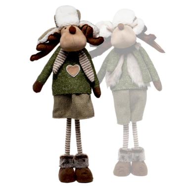 Pupazzo Renna Tessuto Abito Verde e Cappello cm.69