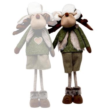 Pupazzo Renna Tessuto Abito Verde e Cappello cm.69