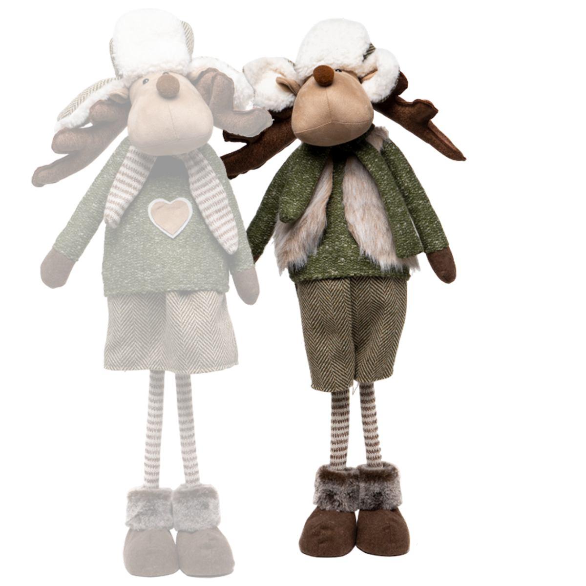 Pupazzo Renna in Tessuto Abito Verde e Cappello cm.88 |Silani