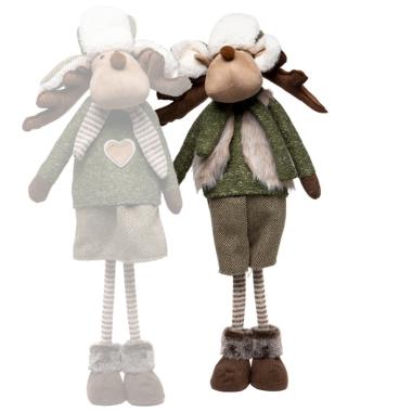 Pupazzo Renna in Tessuto Abito Verde e Cappello cm.88 |Silani