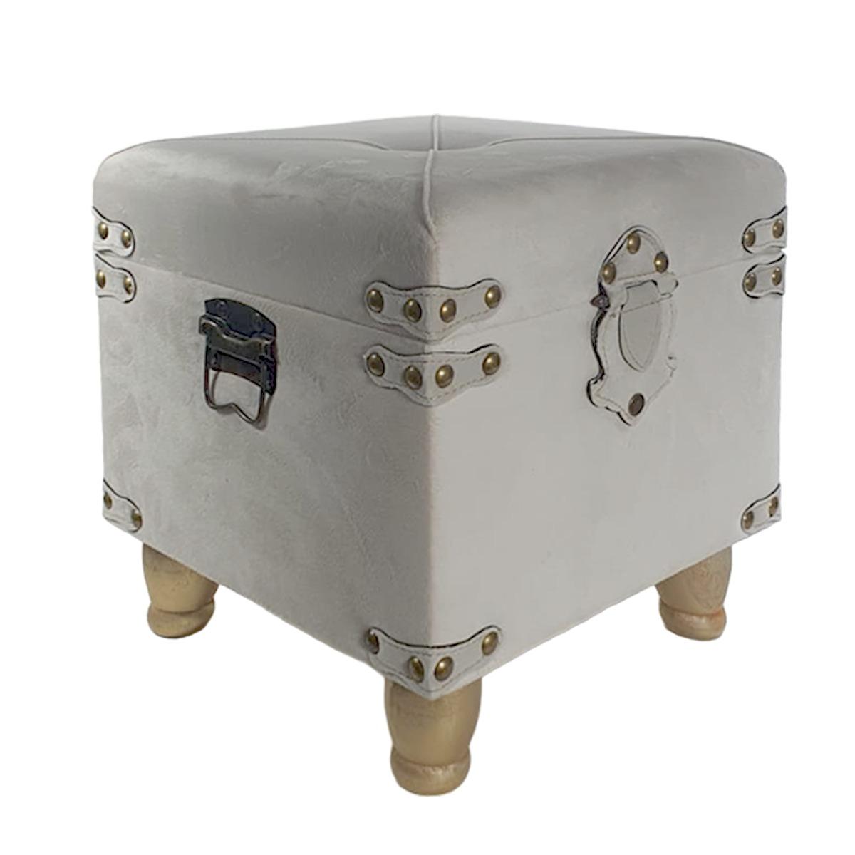 Baule Legno Velluto Bianco 35x35xh38 | Silani