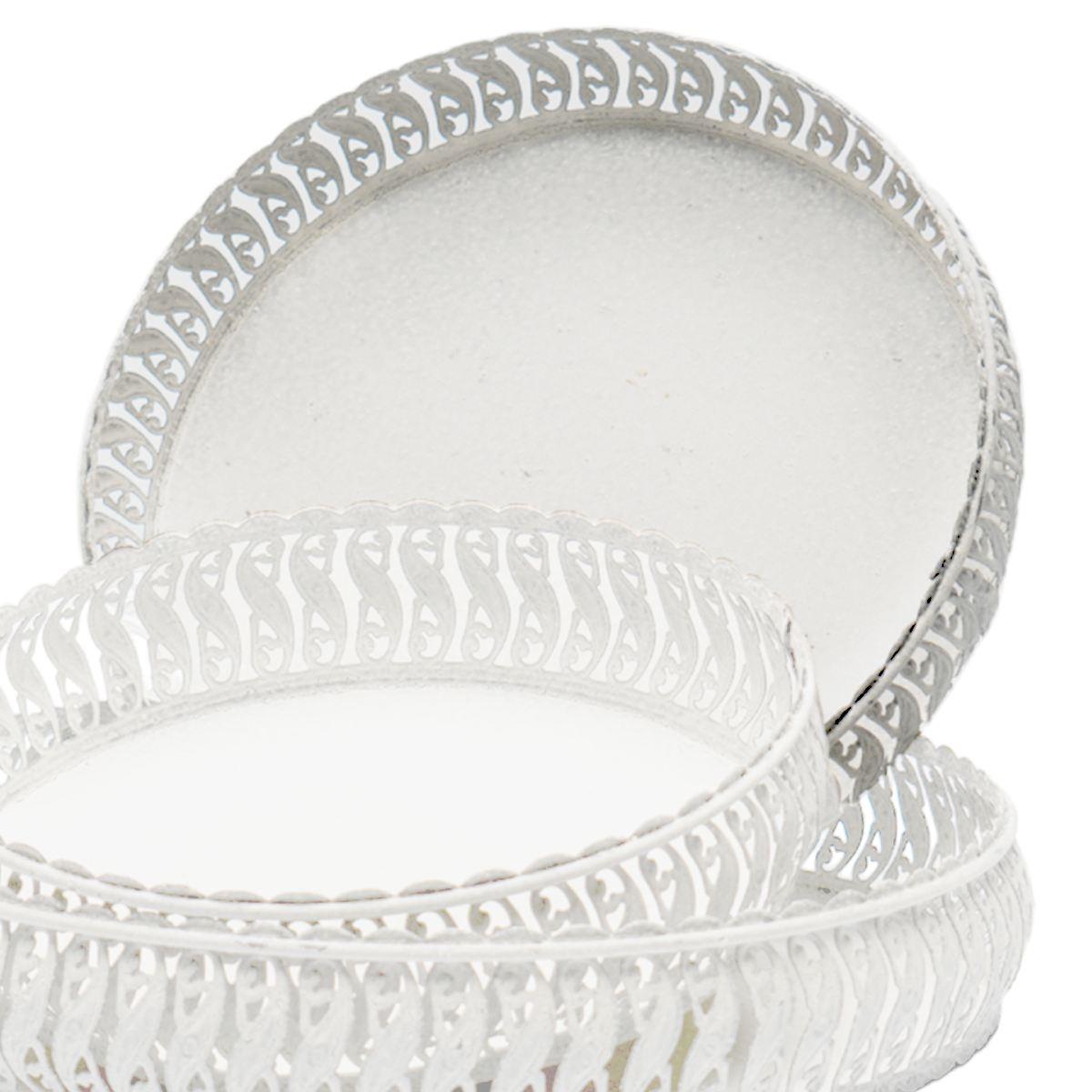 Vassoio Metallo Bianco RetrÃ² cm.Ã˜29x7 |Silani