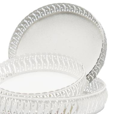 Vassoio Metallo Bianco RetrÃ² cm.Ã˜29x7 |Silani