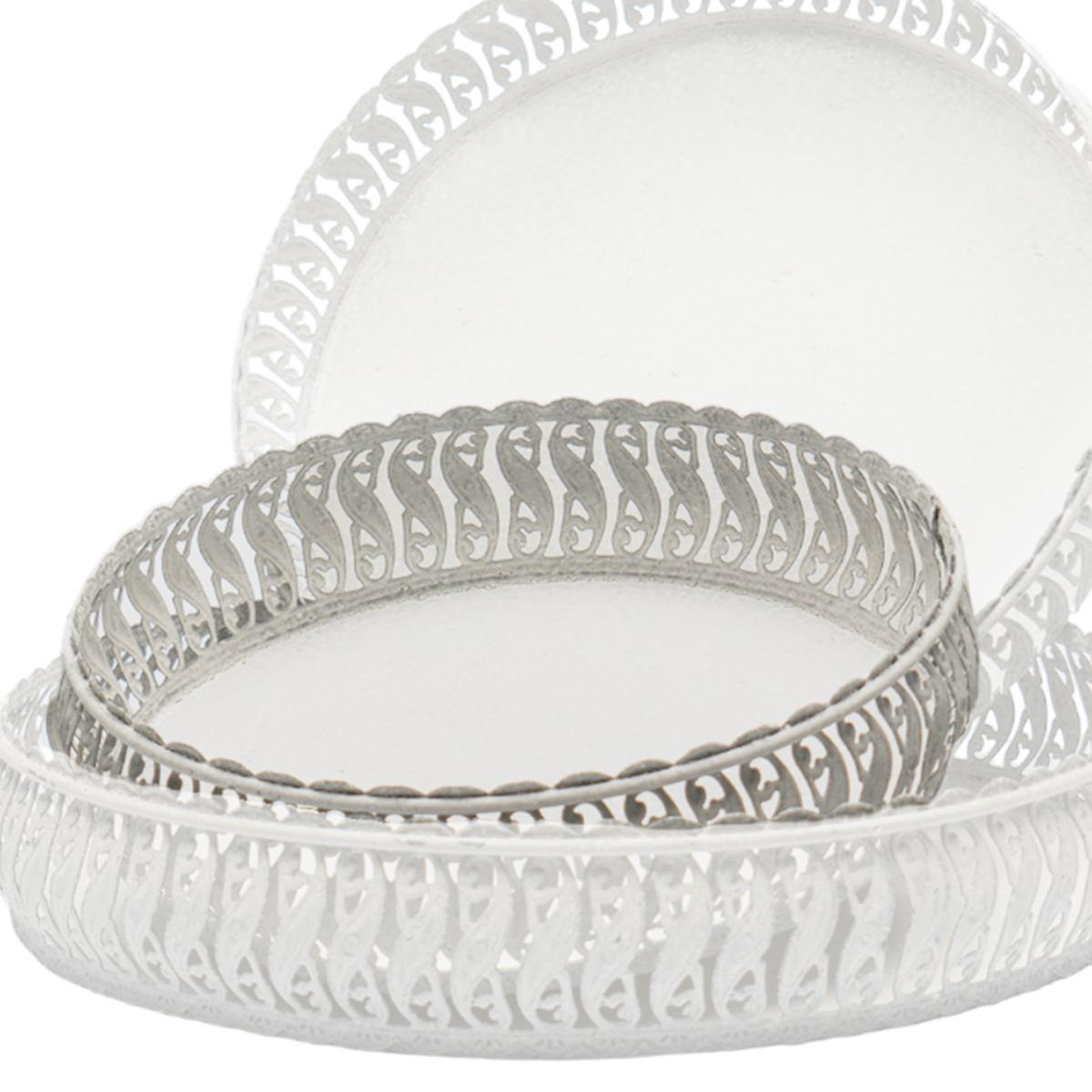 Vassoio Metallo Bianco RetrÃ² cm.Ã˜25x7 |Silani