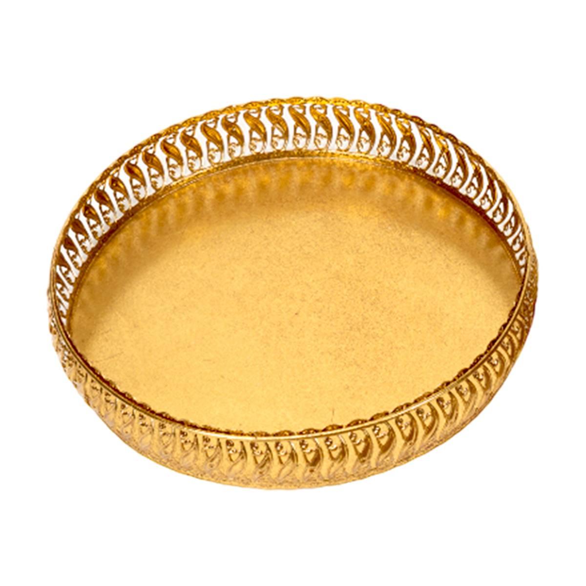 Vassoio Metallo Oro RetrÃ² cm.Ã˜34x7 |Silani