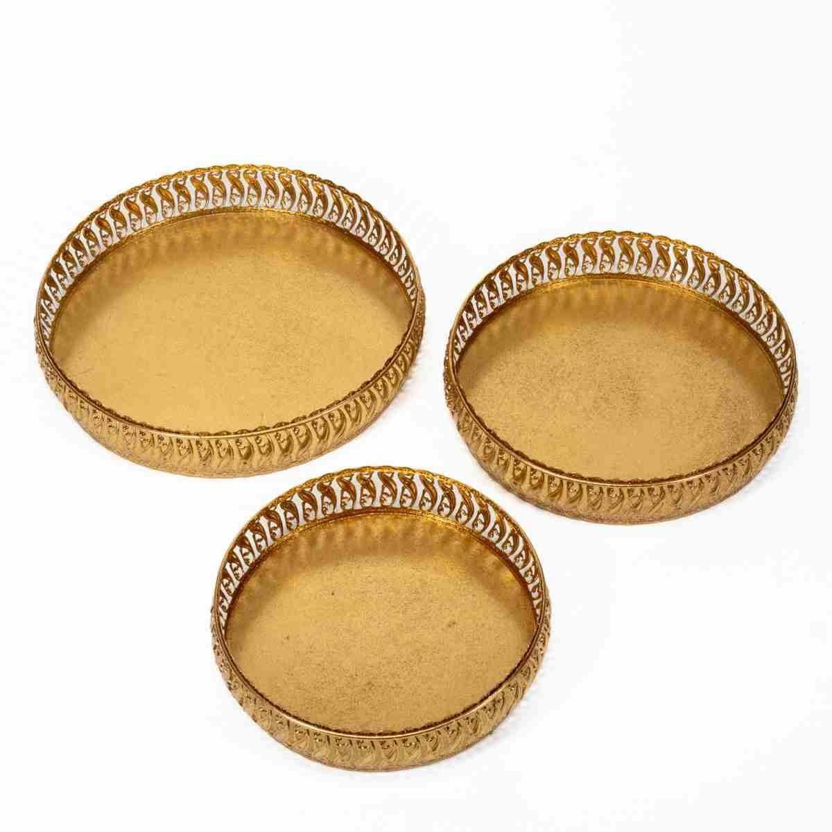 Vassoio Metallo Oro RetrÃ² cm.Ã˜34x7 |Silani