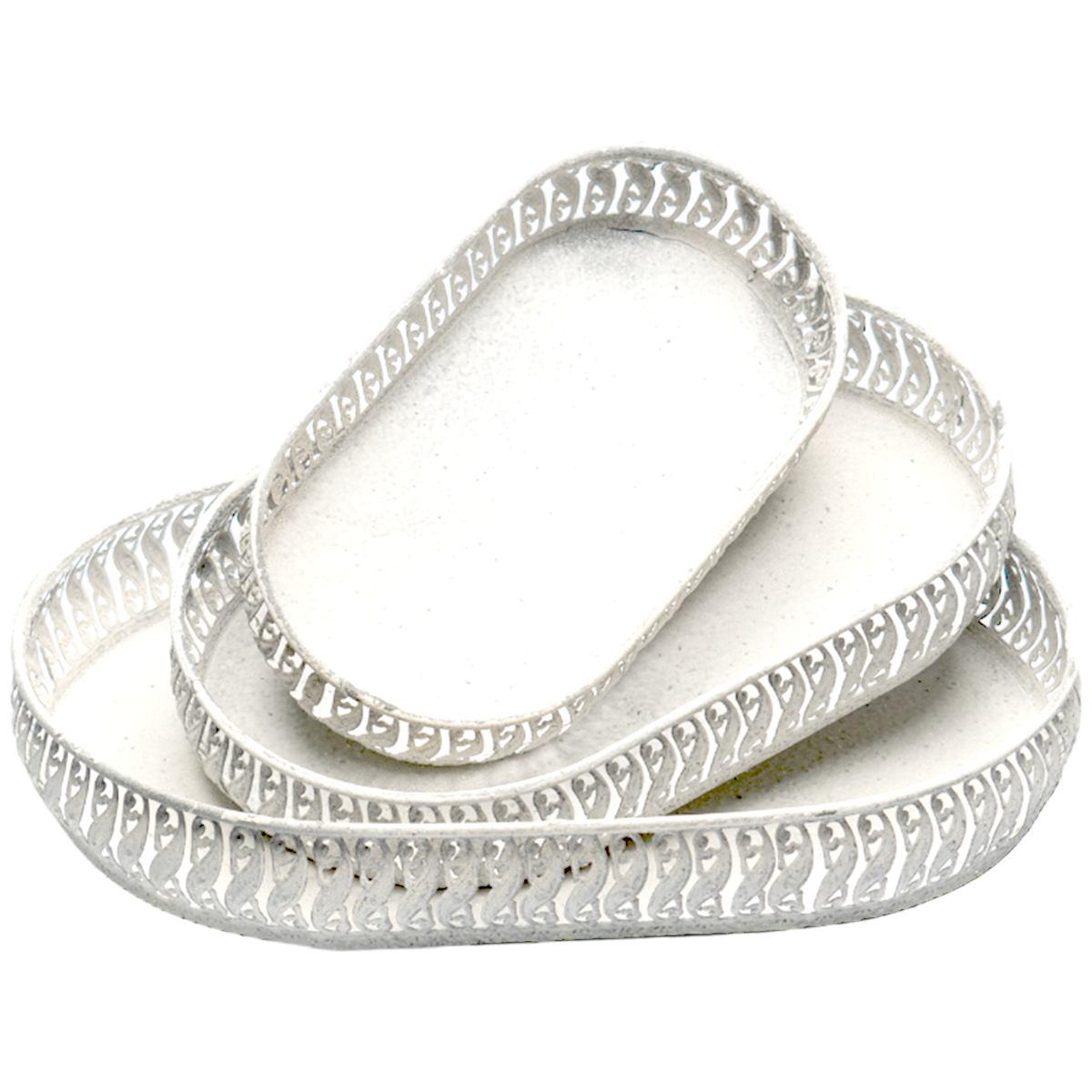 Vassoio Metallo Bianco RetrÃ² Ovale cm.31x17 |Silani