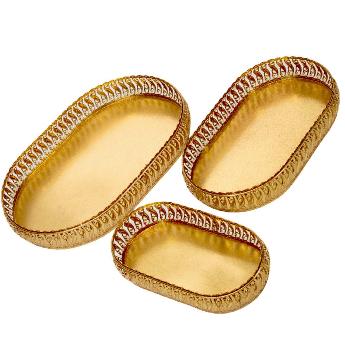 Vassoio Metallo Oro RetrÃ² Ovale cm.31x17 |Silani