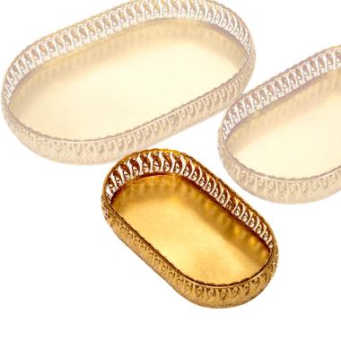 Vassoio Metallo Oro RetrÃ² Ovale cm.31x17 |Silani