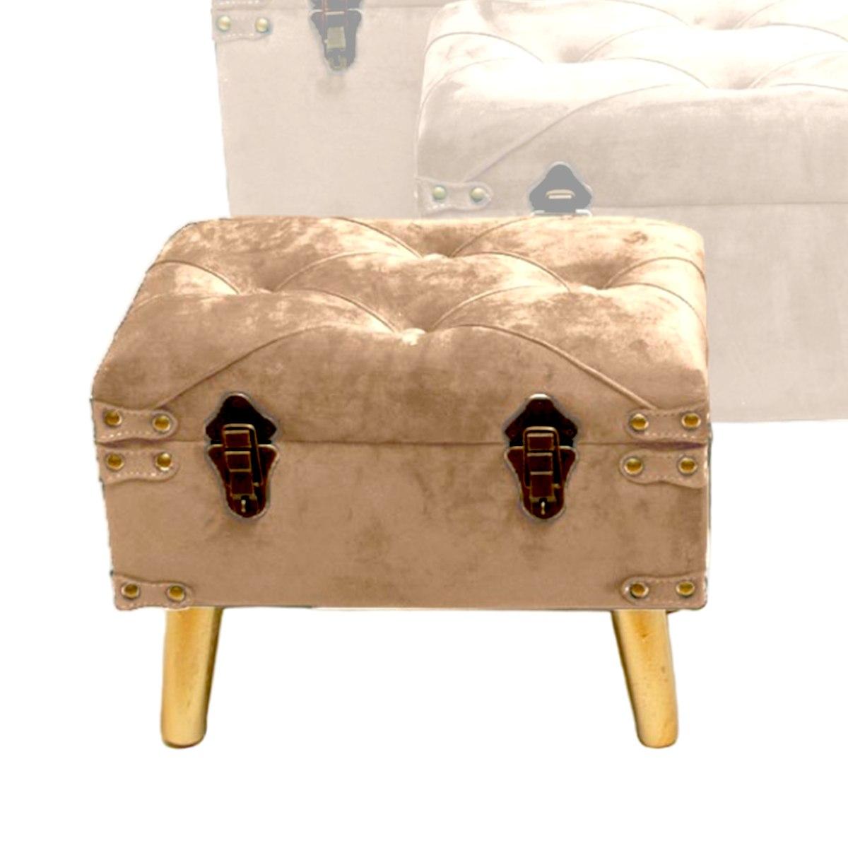 Baule Legno Velluto Beige con Gambe cm.33x43x35 | Silani