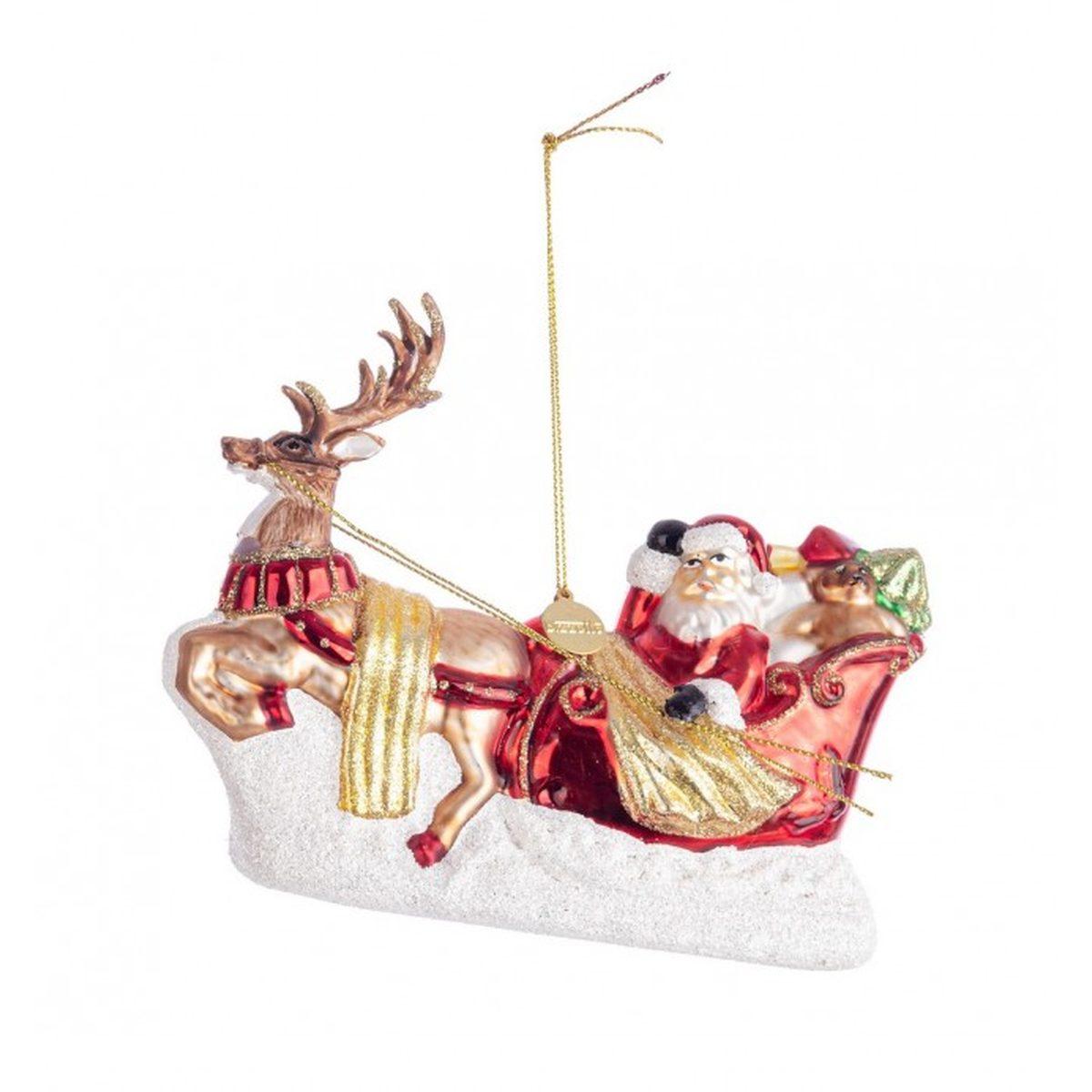 Pallina Natale Vetro Slitta con Babbo Natale cm.14 |Bizzotto