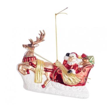 Pallina Natale Vetro Slitta con Babbo Natale cm.14 |Bizzotto