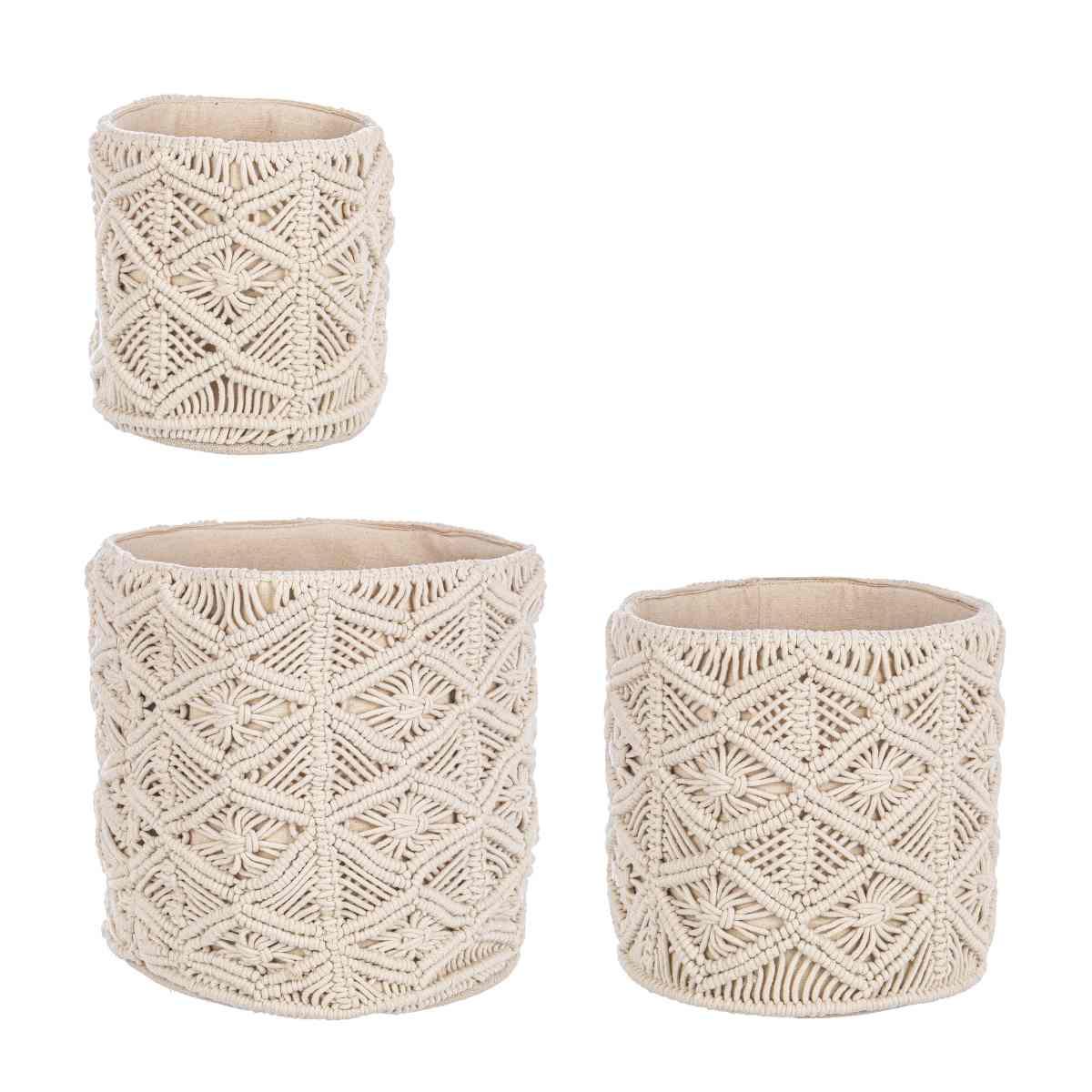 Cesto Macrame Avorio cm.Ã˜30x30 | Bizzotto