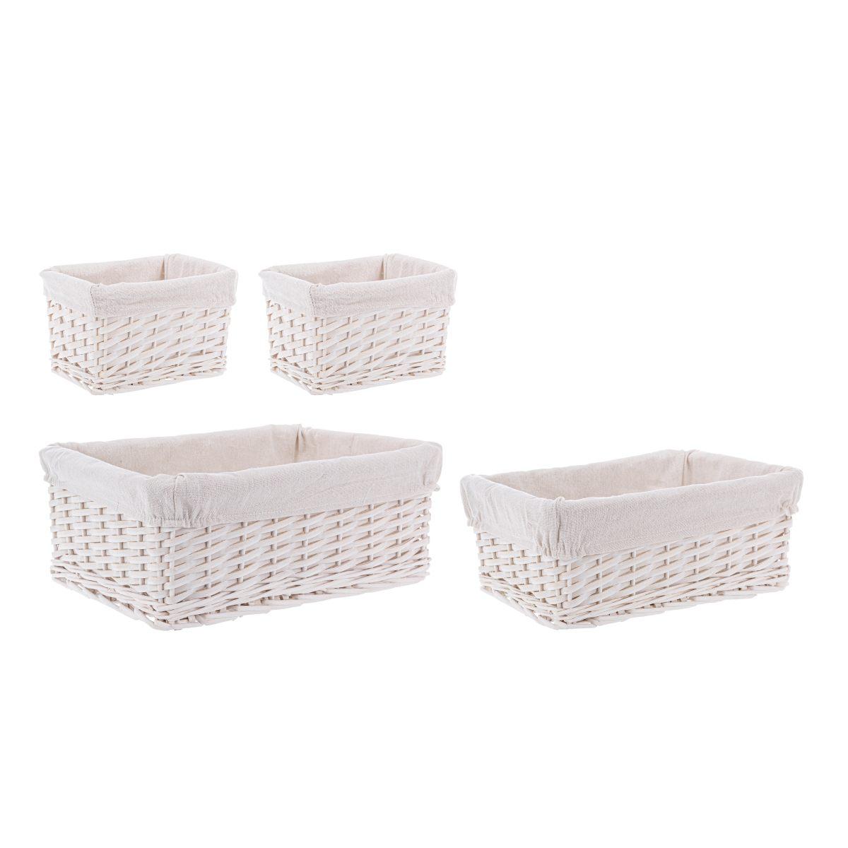 Cesto Vimini Bianco con Fodera cm.34x24x14 | Bizzotto