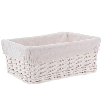 Cesto Vimini Bianco con Fodera cm.34x24x14 | Bizzotto