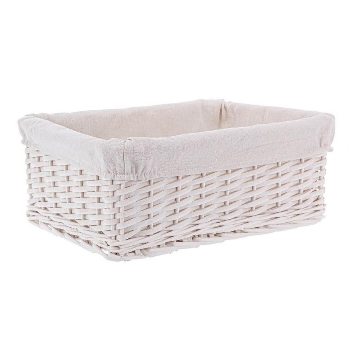 Cesto Vimini Bianco con Fodera cm.40x30x16 | Bizzotto
