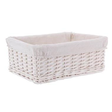 Cesto Vimini Bianco con Fodera cm.40x30x16 | Bizzotto