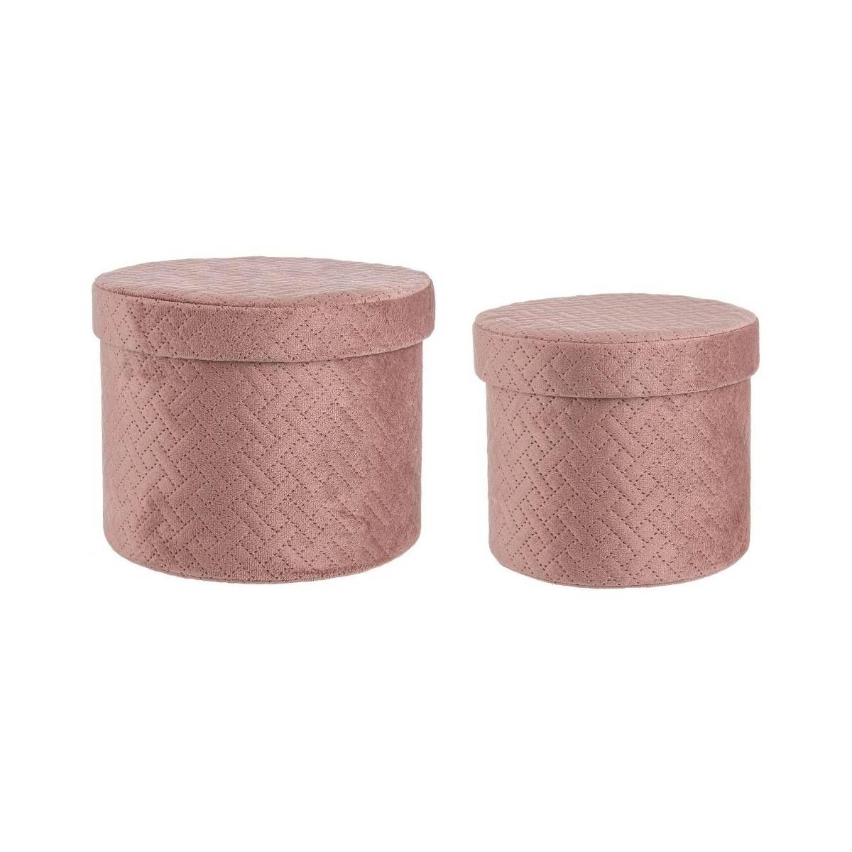 Scatola Cartone Velluto Rosa con Coperchio cm.Ã˜22xh16 |Bizzotto