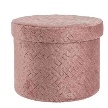 Scatola Cartone Velluto Rosa con Coperchio cm.Ã˜22xh16 |Bizzotto
