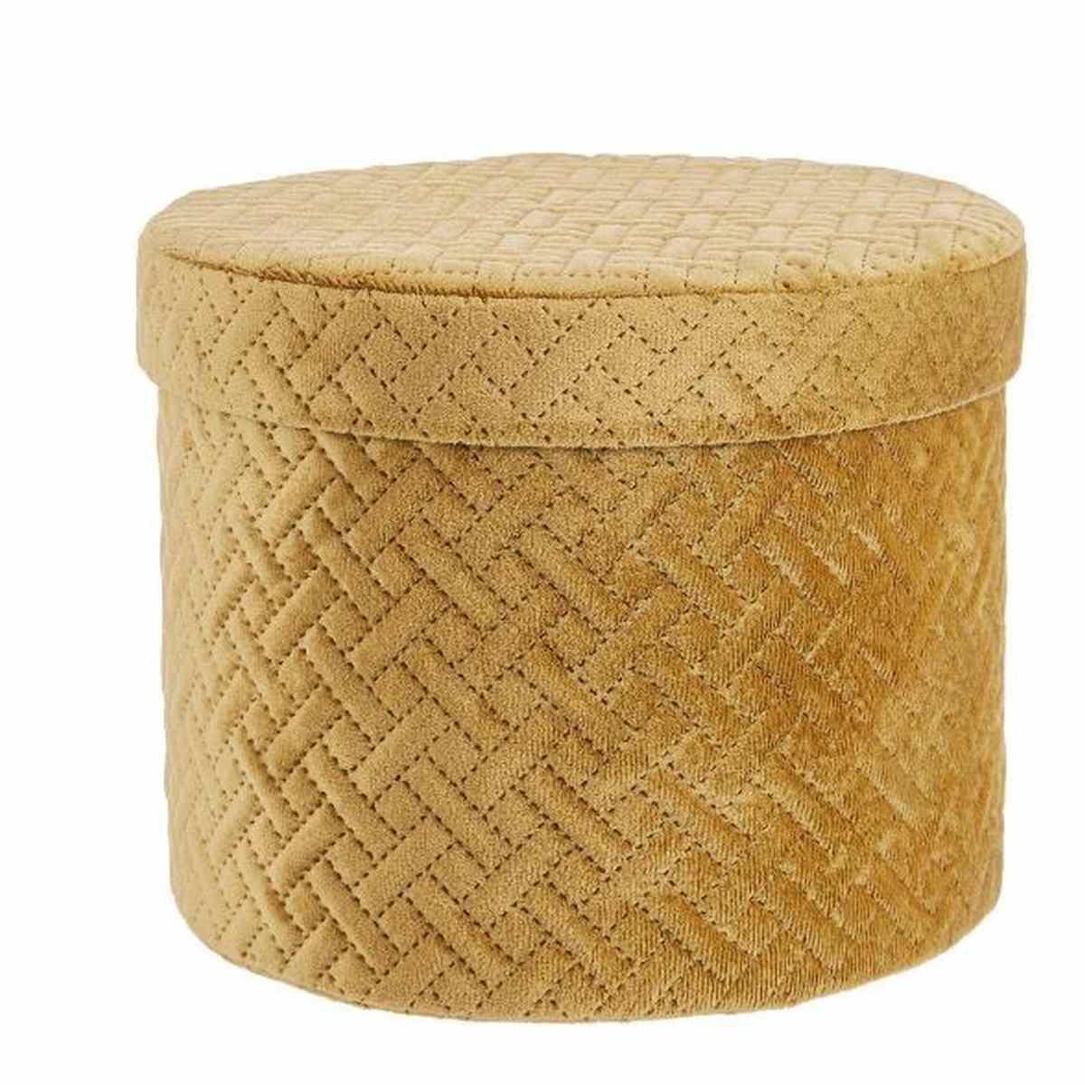 Scatola Cartone Velluto Giallo Ocra con Coperchio cm.Ã˜22xh16 |Bizzotto