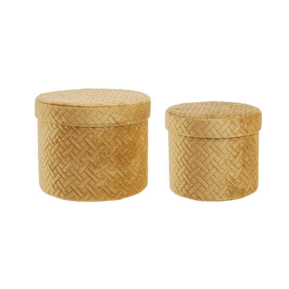 Scatola Cartone Velluto Giallo Ocra con Coperchio cm.Ã˜22xh16 |Bizzotto