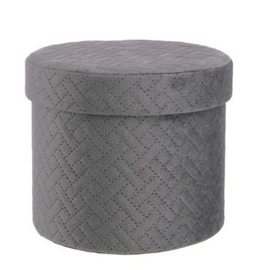 Scatola Cartone Velluto Grigio con Coperchio cm.Ã˜8xh14 |Bizzotto