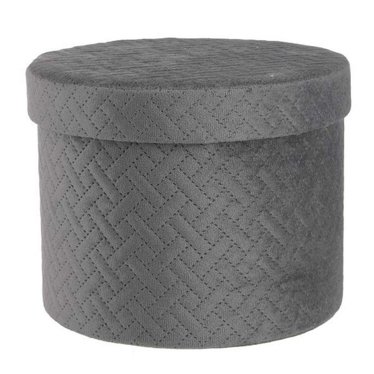 Scatola Cartone Velluto Grigio con Coperchio cm.Ø22xh16 |Bizzotto