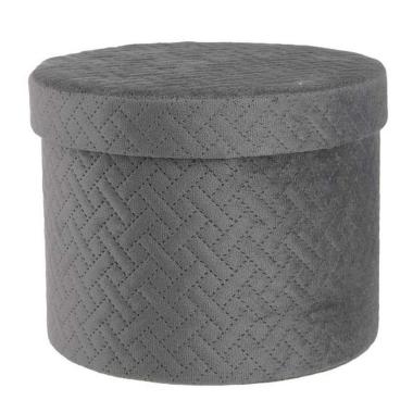 Scatola Cartone Velluto Grigio con Coperchio cm.Ø22xh16 |Bizzotto