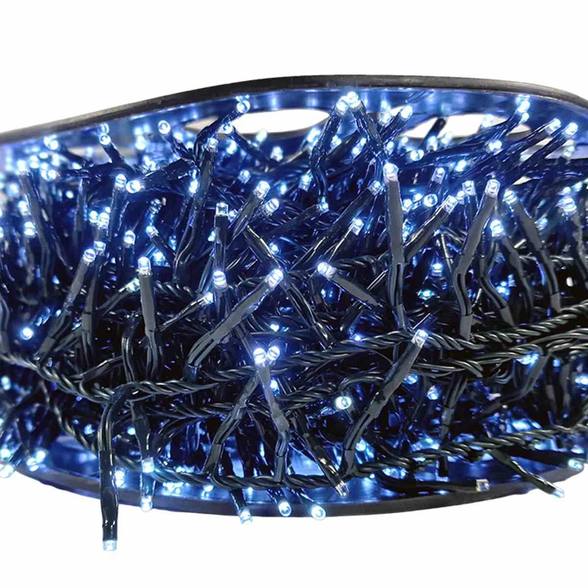 Luci Natale esterno LED 1500 Cluster Bianco Freddo m.30 Prolungabile |Silani