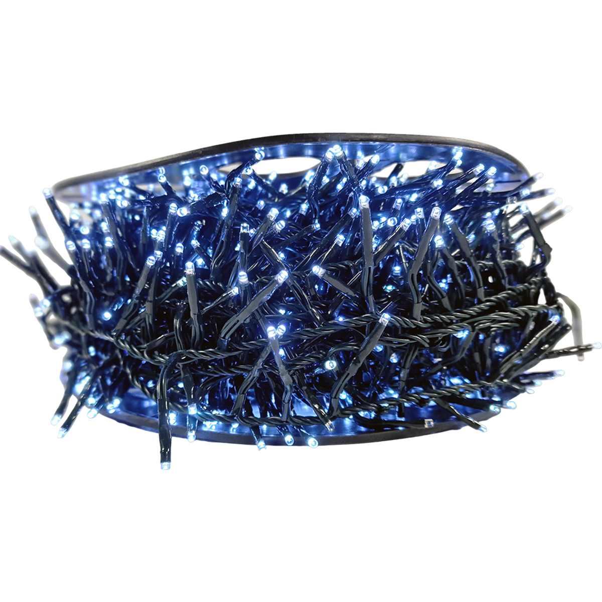 Luci Natale esterno LED 1500 Cluster Bianco Freddo m.30 Prolungabile |Silani