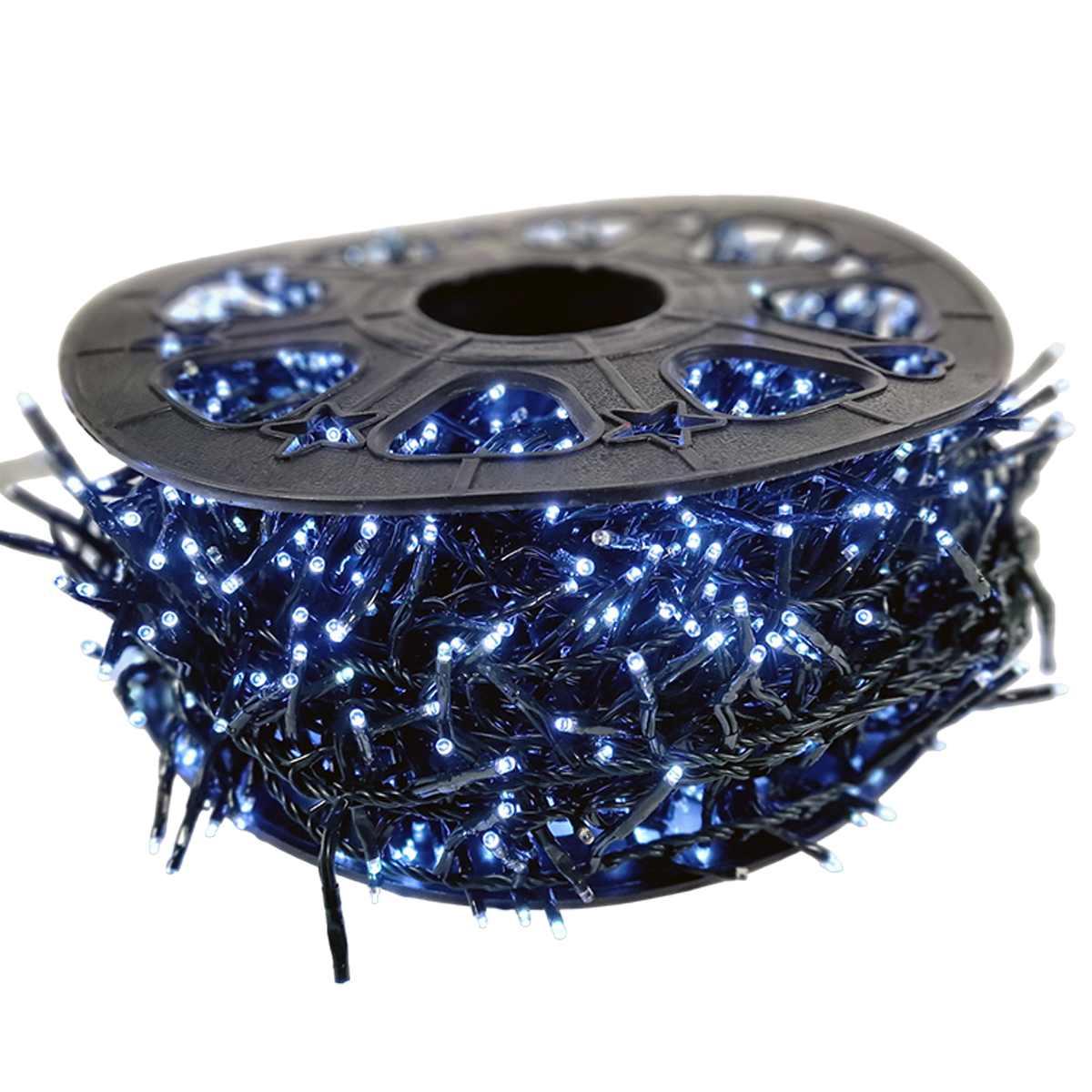 Luci Natale esterno LED 1500 Cluster Bianco Freddo m.30 Prolungabile |Silani