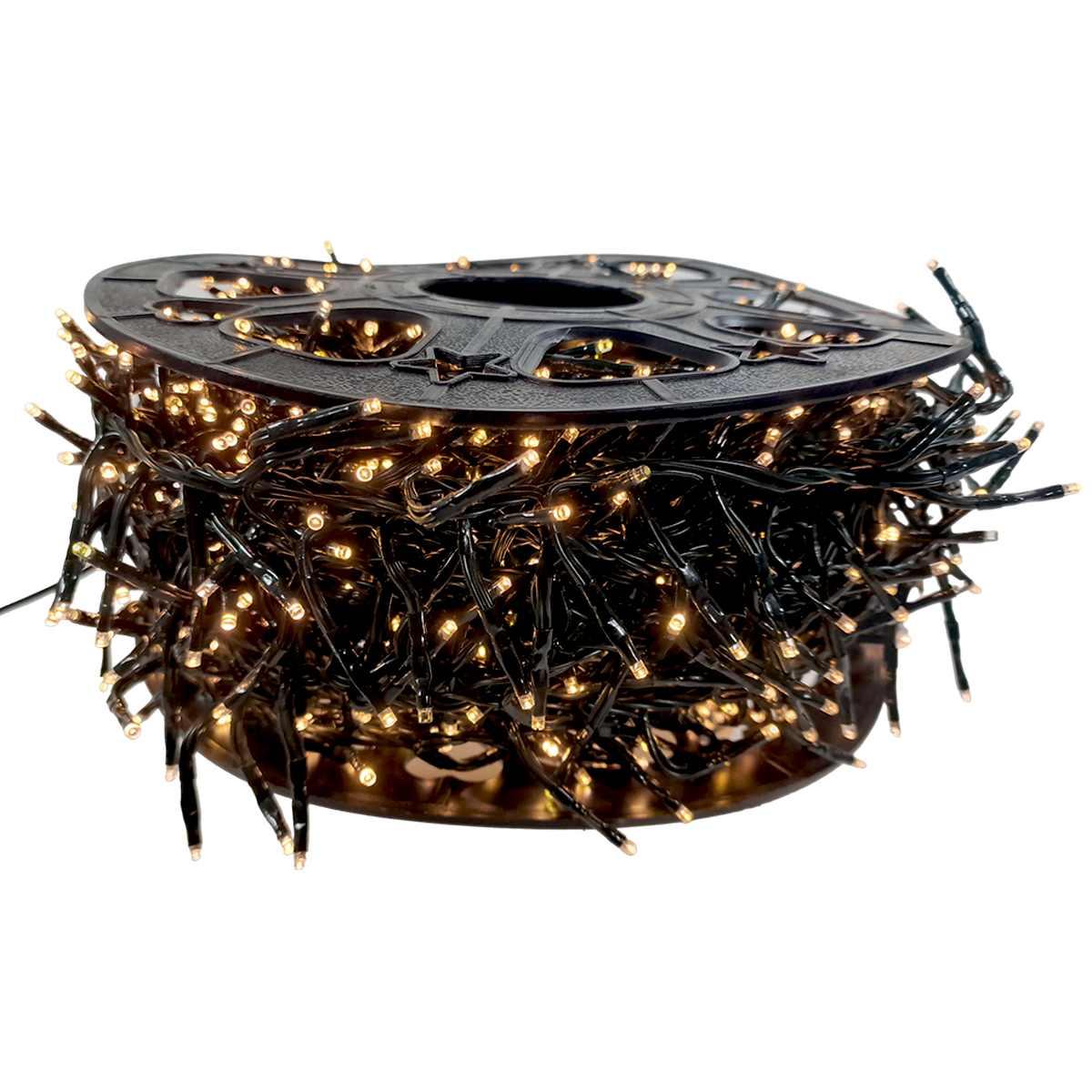 Luci Natale esterno LED 1500 Cluster Bianco Caldo m.30 Prolungabile |Silani