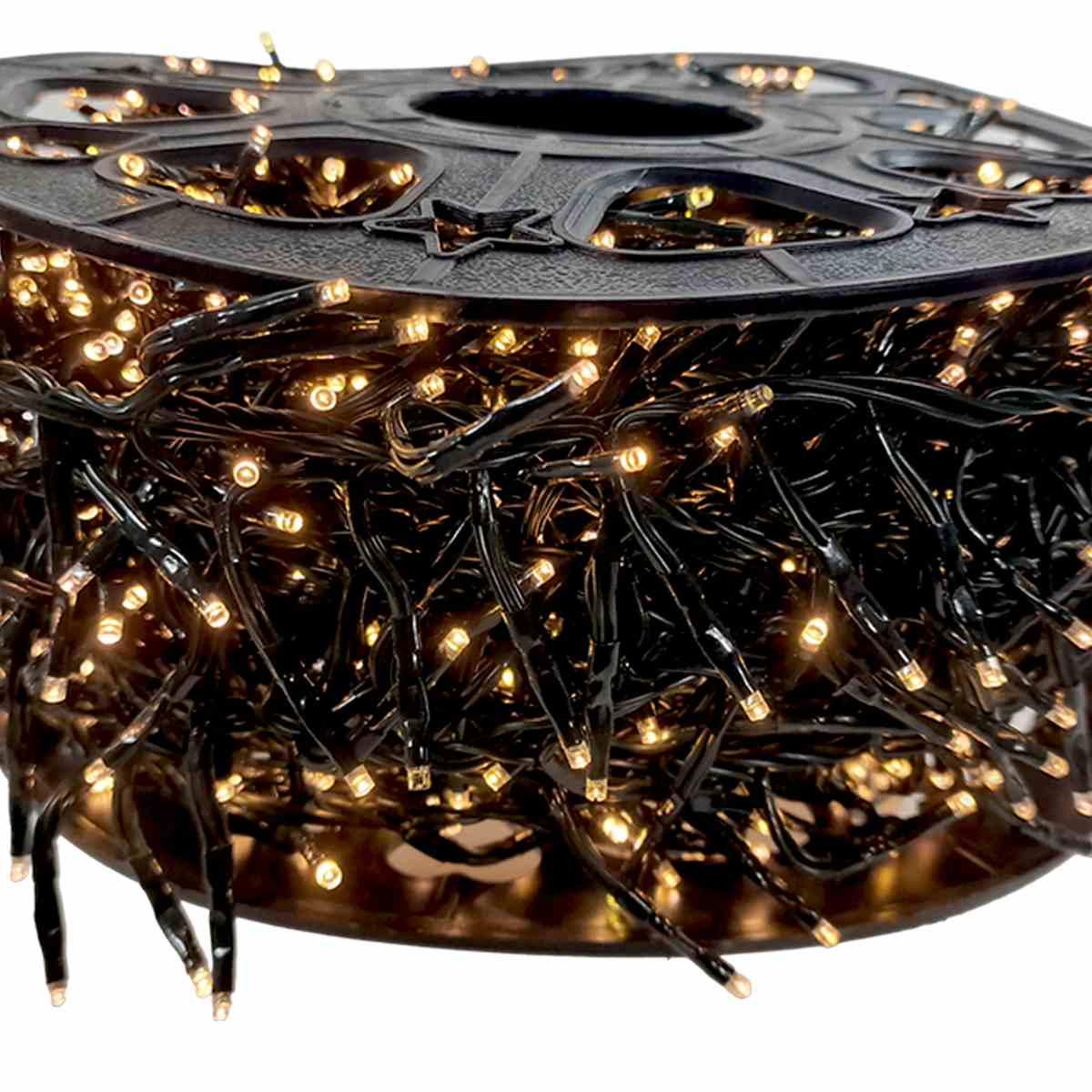 Luci Natale esterno LED 1500 Cluster Bianco Caldo m.30 Prolungabile |Silani