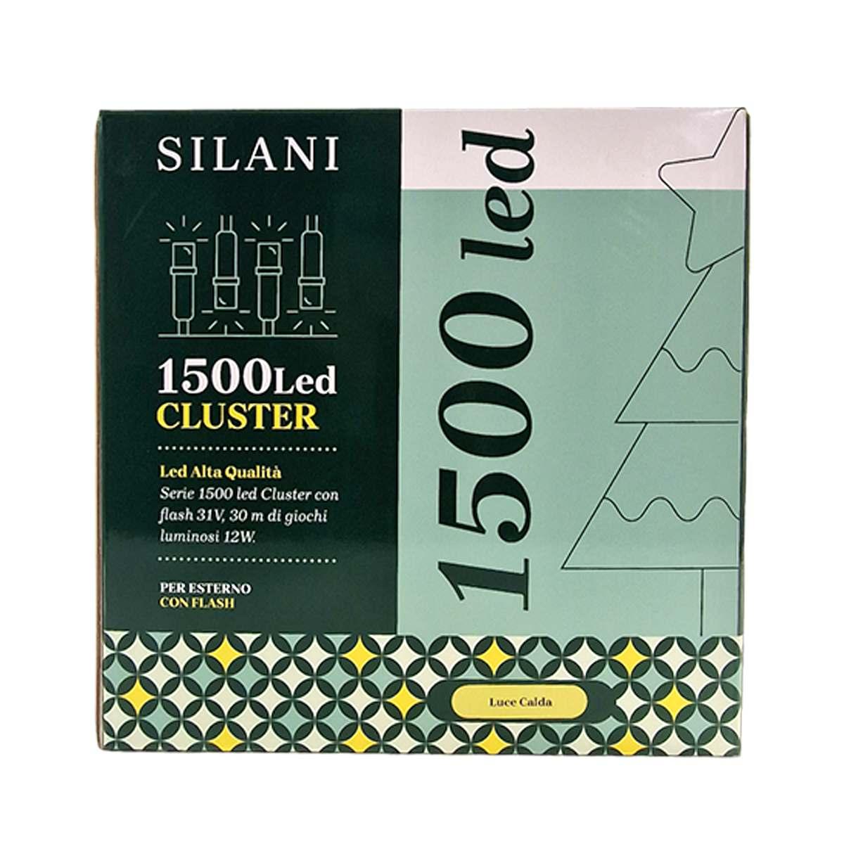 Luci Natale esterno LED 1500 Cluster Bianco Caldo m.30 Prolungabile |Silani