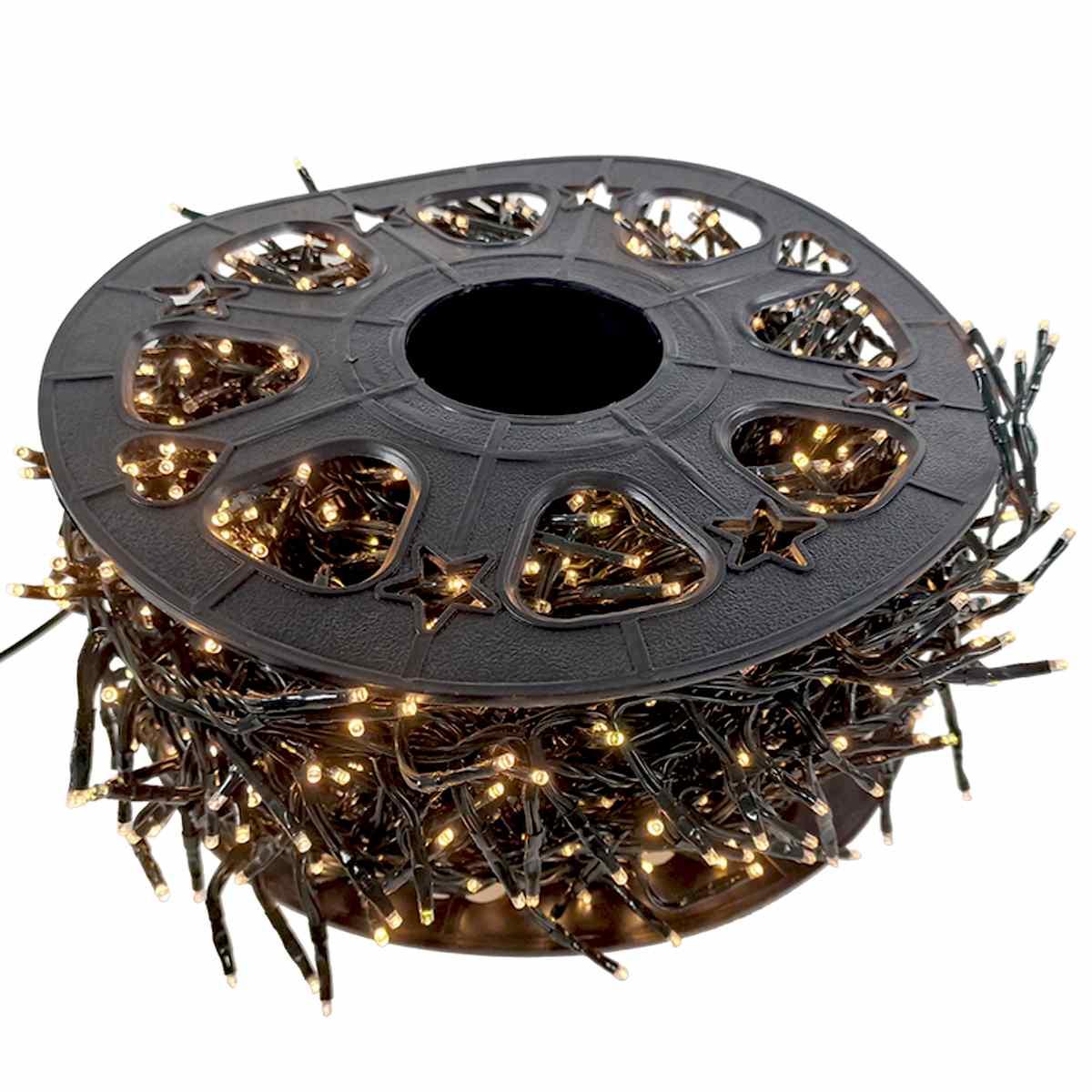 Luci Natale esterno LED 1500 Cluster Bianco Caldo m.30 Prolungabile |Silani