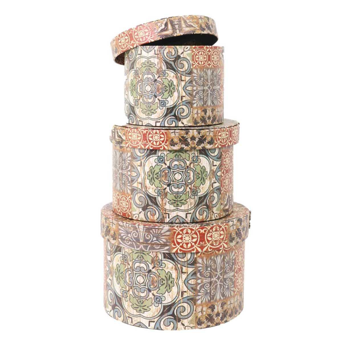 Scatola Ecopelle Mandala Tonda cm.Ã˜27xh18 | Vacchetti