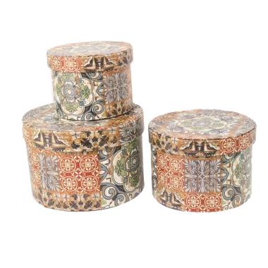 Scatola Ecopelle Mandala Tonda cm.Ã˜27xh18 | Vacchetti