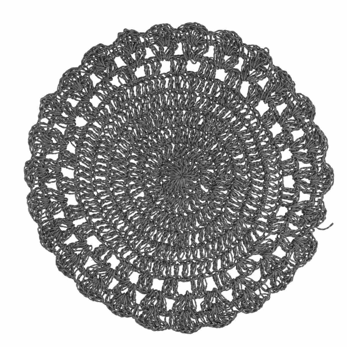 Tovaglietta Natalizia Sottopiatto Carta con Ricamo Grigia cm.Ø38 |Vacchetti