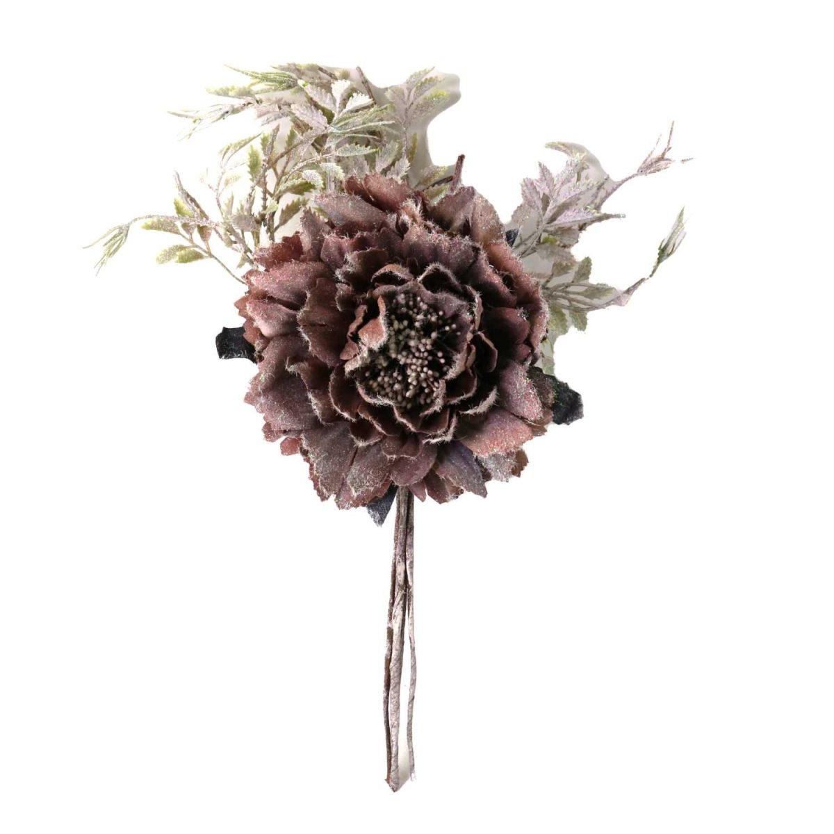 Fiore Peonia in Tessuto Rosa Scuro cm.26xh8 |Vacchetti