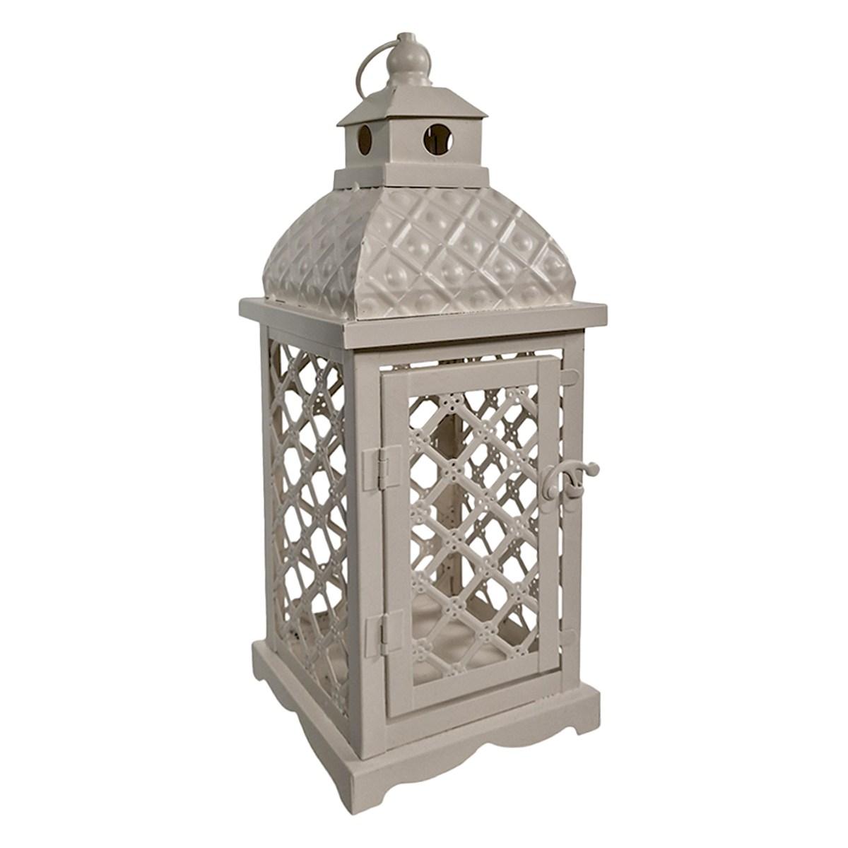 Lanterna cm.13x13xh40 Metallo Beige |Vacchetti