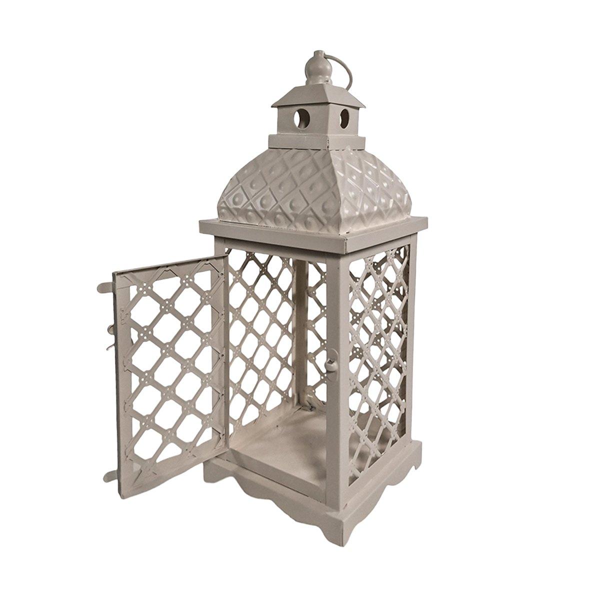 Lanterna cm.13x13xh40 Metallo Beige |Vacchetti