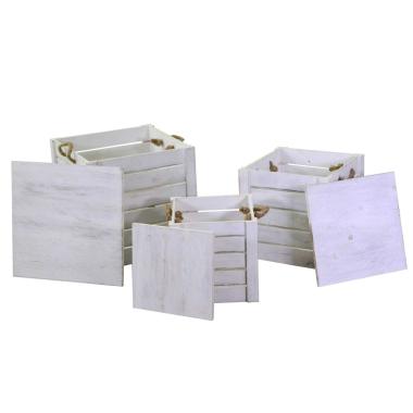 Scatola Portaoggetti Legno Bianca con Coperchio cm.42x42xh43,5 | Vacchetti