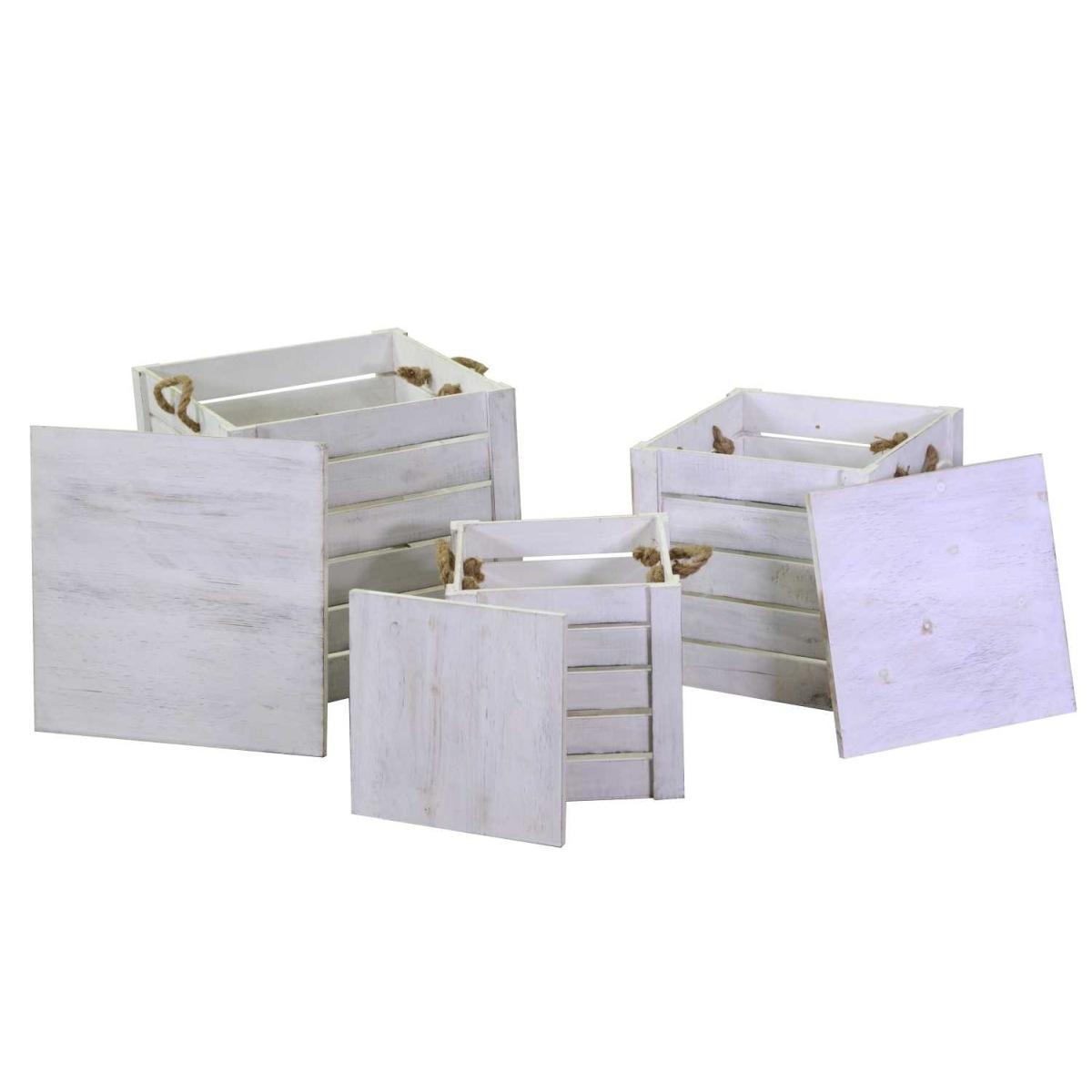 Scatola Portaoggetti Legno Bianca con Coperchio cm.29x29xh30,5 | Vacchetti