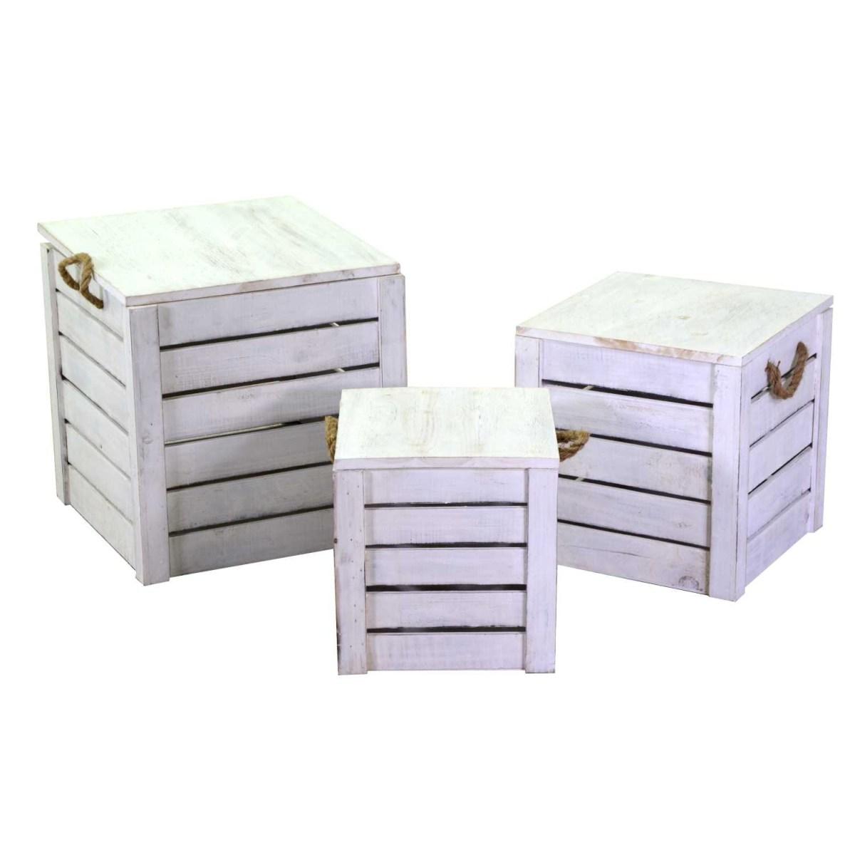 Scatola Portaoggetti Legno Bianca con Coperchio cm.29x29xh30,5 | Vacchetti