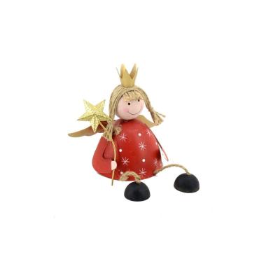 Angelo Legno con Corona e Bacchetta cm.12 |Vacchetti