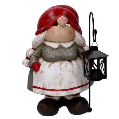 Gnomo Natalizio Resina con Lanterna e Grembiule cm.27x22xh39 |Vacchetti